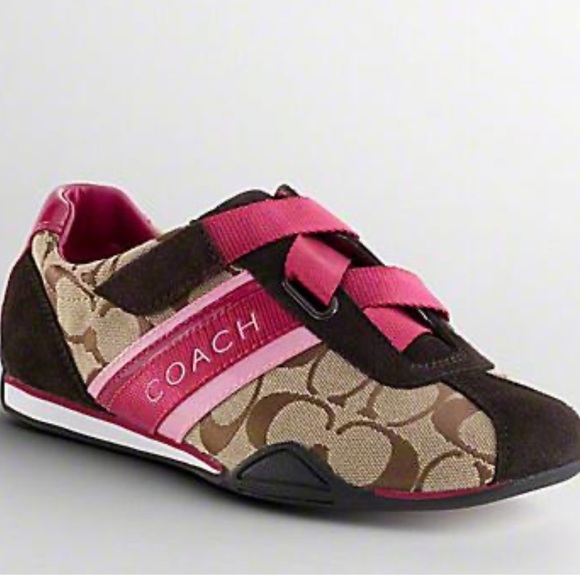 Coach JENNY Signature Trainers Sneakes Sz 8 Women Elastic Closure Patent - Picture 1 of 12